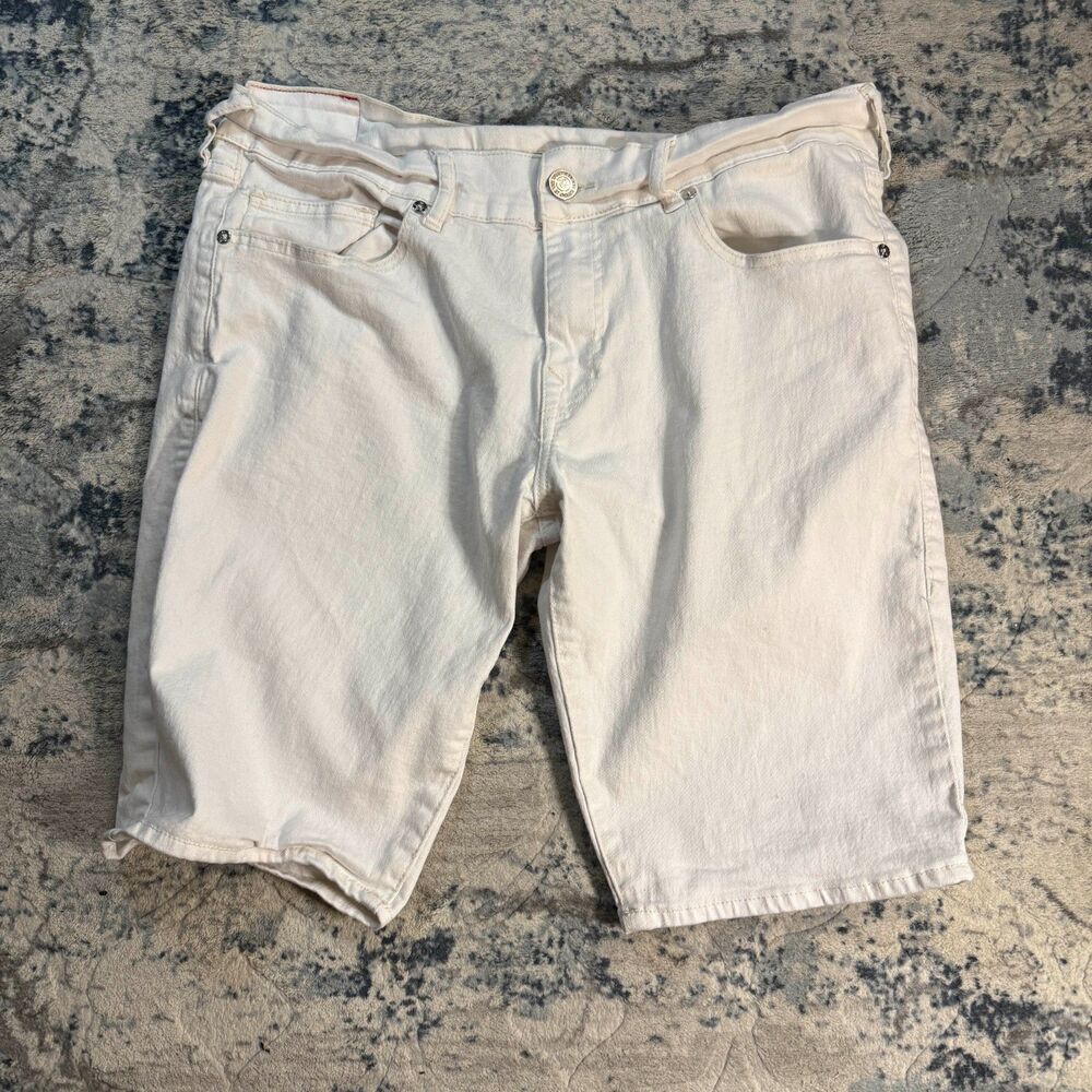 True Religion White Shorts Rocco Relaxed Skinny 34 Y2K Grunge Punk Streetwear